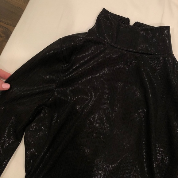 Revolve Motel Emmet Shiny Black Long Sleeve Dress - Picture 6 of 7